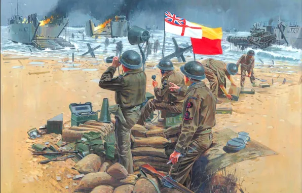 Picture sand, sea, shore, technique, operation, military, landing, WW2