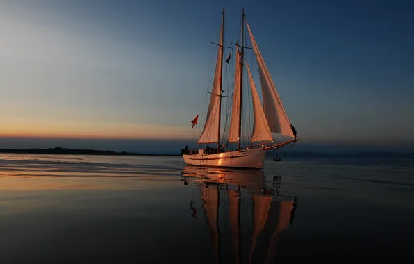 Picture sea, stay, the evening, yacht, sails, journey, of the sunset