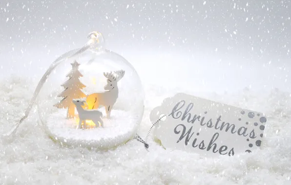 Ball, Christmas, New year, deer, figures, Christmas decorations, tag