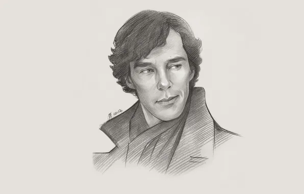 Portrait, Sherlock Holmes, Benedict Cumberbatch, Sherlock, Sherlock BBC