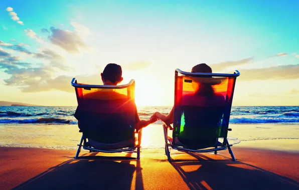 Picture summer, love, beach, sea, sunset, romantic, Happy, Man &amp; Woman