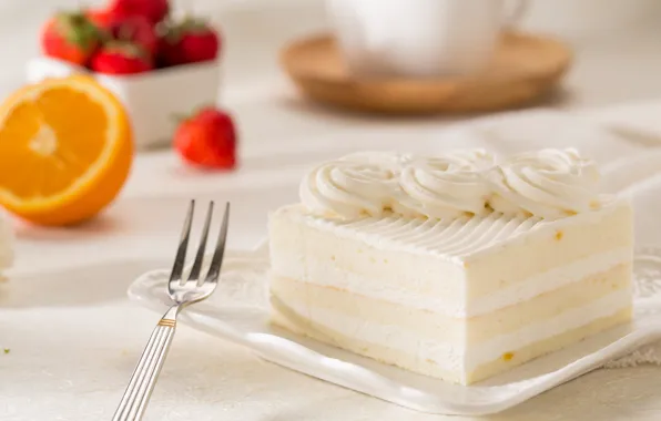 Orange, cake, cream