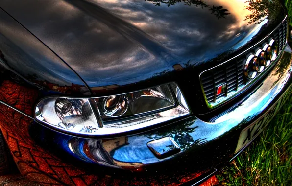 Picture reflection, audi, the hood, chrome, bumper