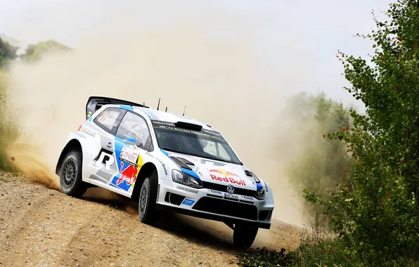 Picture Auto, Dust, White, Volkswagen, Machine, Speed, Skid, Red Bull