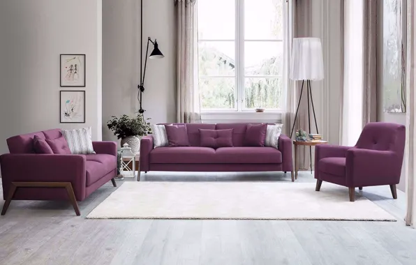 Design, style, lamp, room, interior, plants, living room, upholstered furniture