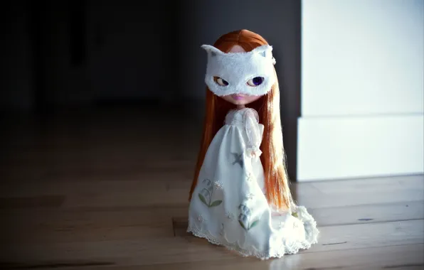 Look, hair, doll, dress, mask, red, long