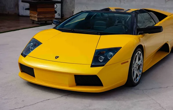 Picture car, Lamborghini, Lamborghini Murcielago Roadster, italian cars, yellow cars