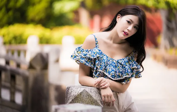 Summer, look, girl, the city, street, model, shorts, Asian
