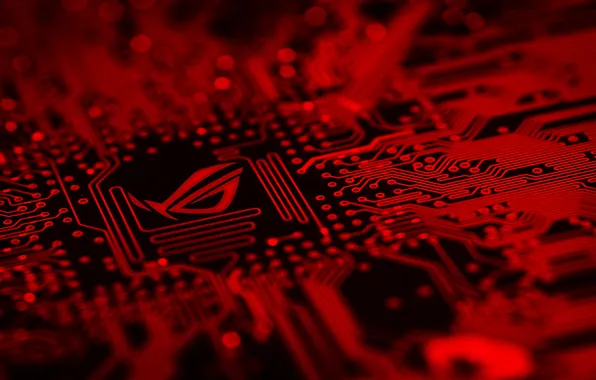 Picture red, computer, tilt shift, hardware, technology, PC gaming, ASUS, Republic of Gamers