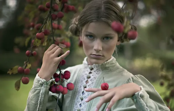 Picture look, girl, apples