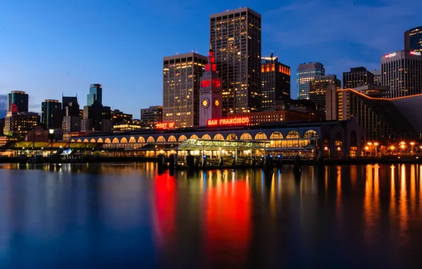 The city, home, the evening, USA, promenade, San Francisco, Financial District
