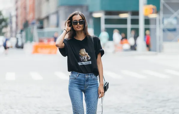 Wallpaper pose, street, model, jeans, figure, glasses, Victoria's ...