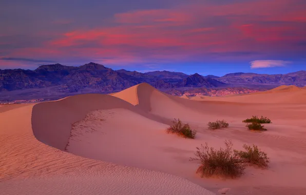 Picture sand, the sky, mountains, desert, the evening, CA, USA, Death Valley