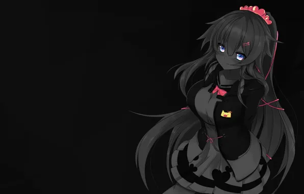 Wallpaper the dark background, anime, blue eyes, long hair