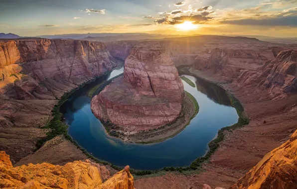 Mountains, nature, river, Colorado, USA, Horseshoe, rocks •