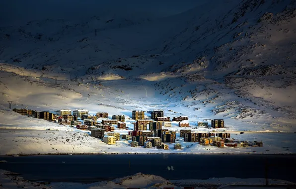 City, winter, town, urban, Arctic, Greenland, Qinngorput, Nuuk
