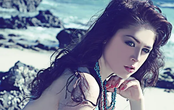 Sea, beach, photo, the ocean, model, singer, Leah Dizon, Leah Dizon