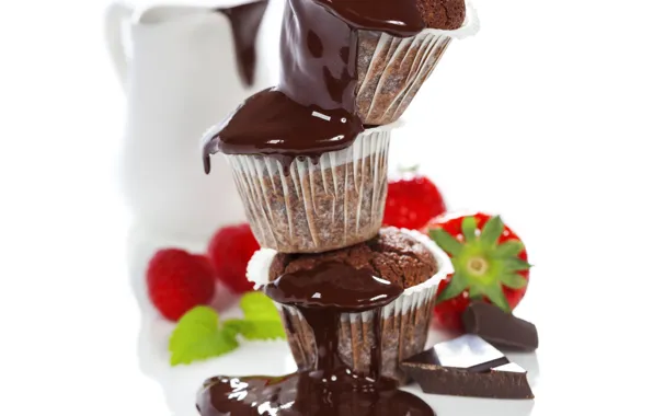Picture food, chocolate, strawberry, cakes, sweet, .cupcakes, Natalia Klenova