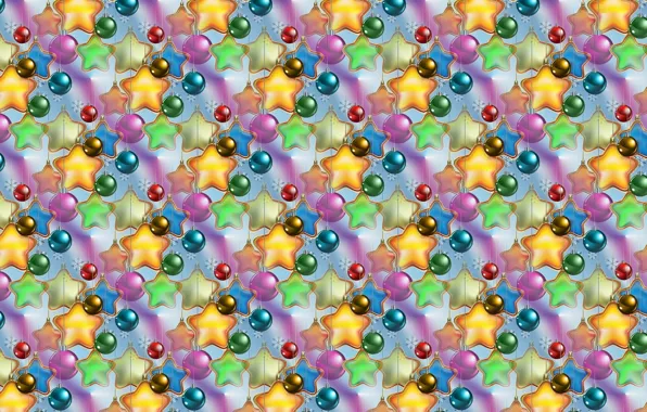 Background, holiday, new year, texture, stars, Christmas balls