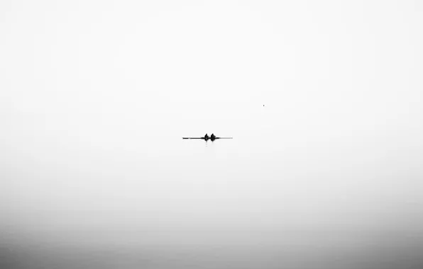 Picture river, boat, minimalism