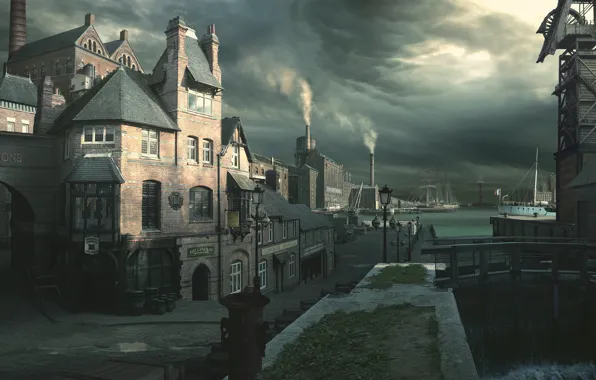 The city, port, promenade, january, The Port