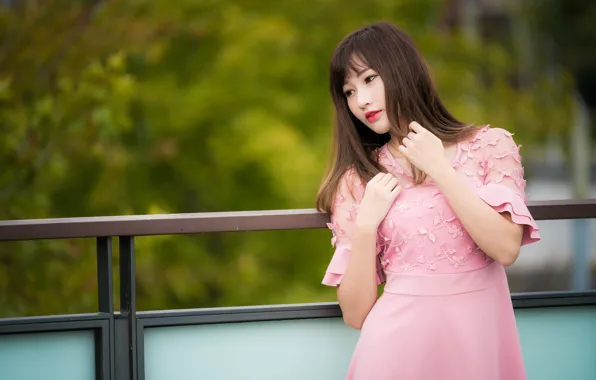 Girl, sweetheart, dress, Asian, bokeh