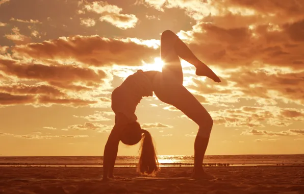 Wallpaper Yoga, Beauty, sand, asana, horizon, yoga, space, the wind for  mobile and desktop, section спорт, resolution 5120x3200 - download