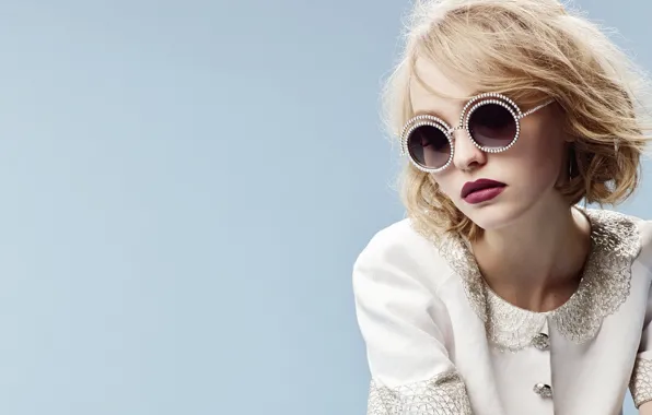 Picture girl, face, background, actress, glasses, blonde, lips, Chanel