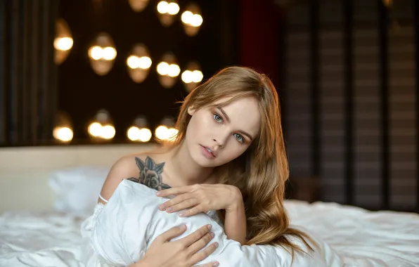 Girl, model, hair, tattoo, blonde, Anastasia Shcheglova, Dmitry Levykin