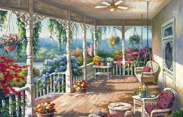 Picture flowers, picture, garden, painting, terrace, painting, Sung Kim
