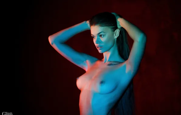 Chest, pose, background, model, body, hands, makeup, brunette