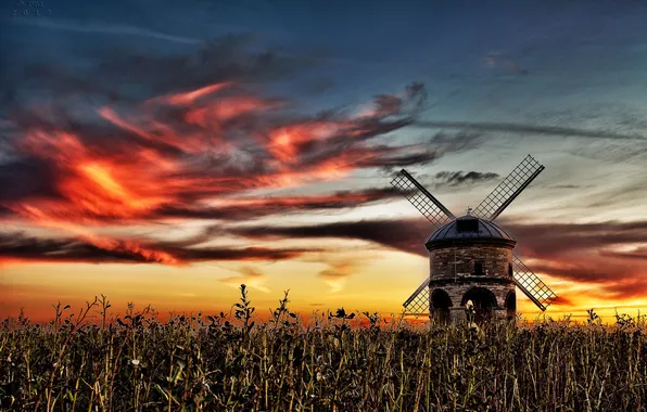 Picture the sky, sunset, mill