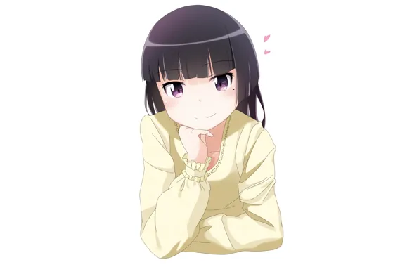 Look, girl, hearts, white background, Oreimo