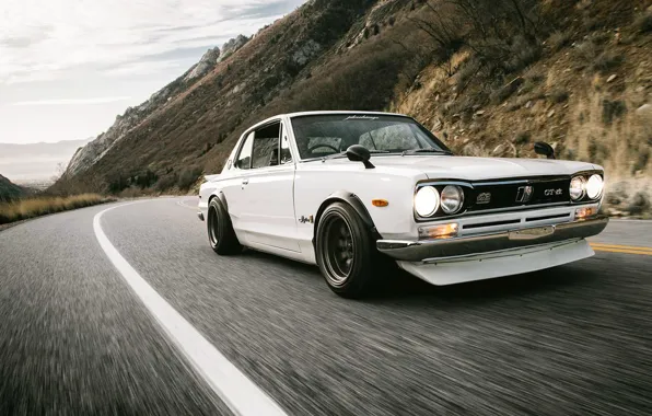 Road, Mountains, Machine, Asphalt, Nissan, Nissan, Lights, Car