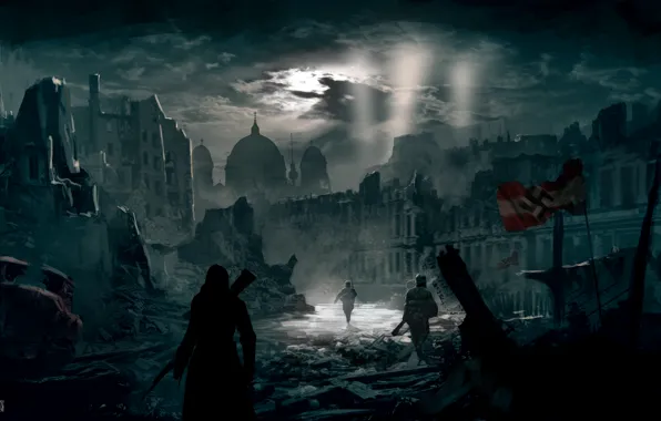 Night, the city, Berlin, assassin, Assassin's Creed Berlin WW2