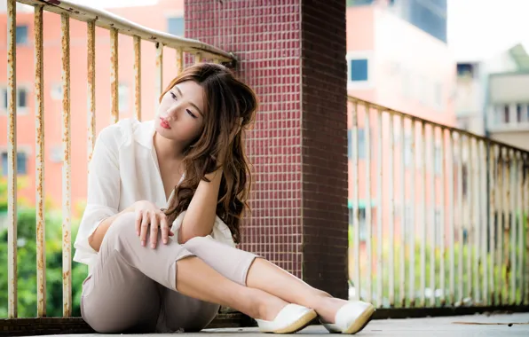 Girl, Asian, cutie, bokeh