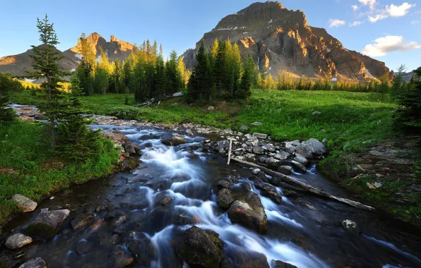 The sky, mountains, river, stones, photo