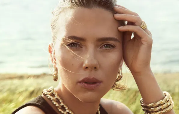 Look, the sun, portrait, actress, Scarlett Johansson, Scarlett Johansson, beauty, photoshoot