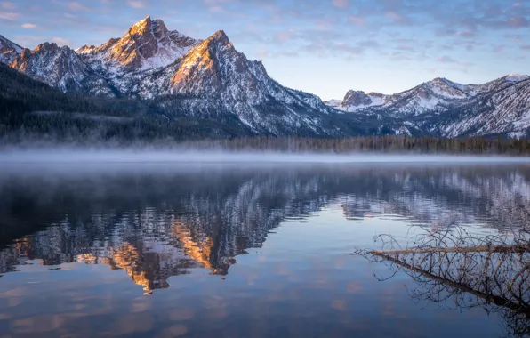 Picture mountains, lake, reflection, Rocky mountains, Rocky Mountains, Idaho, Idaho, Stanley Lake