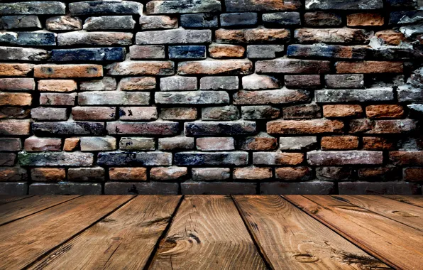 Picture wall, Board, floor, bricks