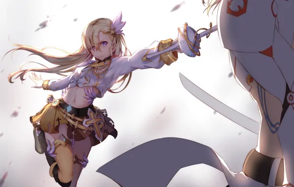 Girl, weapons, armor, anime, art
