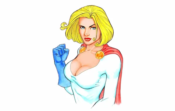 Picture chest, look, costume, cloak, DC Comics, Power Girl