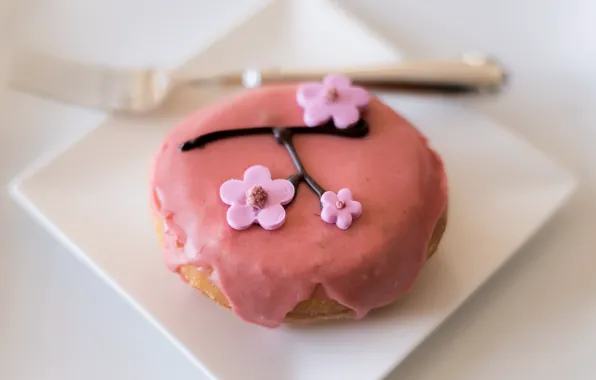 Picture cake, sakura, dessert, decorate