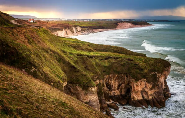Picture sea, landscape, sunset, nature, rocks, coast, Ireland