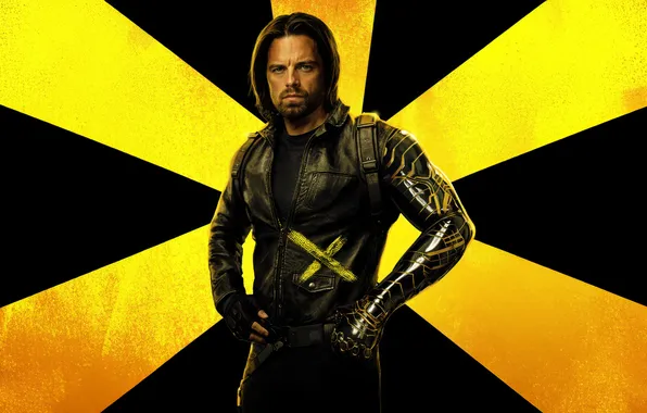 Poster, Sebastian Stan, Bucky Barnes, Thunderbolts, Sebastian Stan, leather jacket, James "Bucky" Barnes, The Thunderbolts