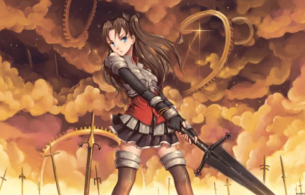 Sword, Fate Stay Night, armor, anime, pretty, gears, ken, blade