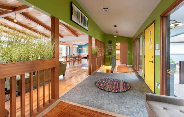 Design, space, style, Villa, interior, Mid-Century Modern, Charm with custom artwork, by Stephanie