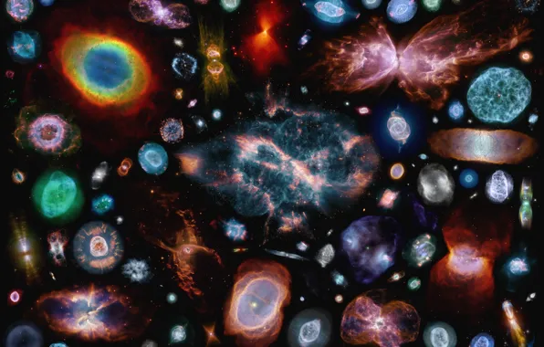 Picture space, 100, planetary nebulae