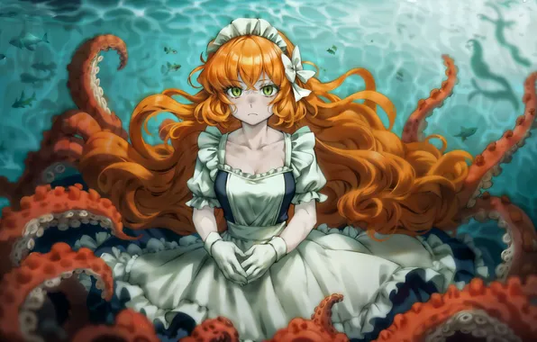 Girl, anime, octopus