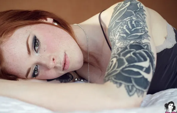 Girl, tattoo, red, suicide girls, anna lee